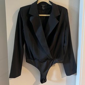 Black Forever 21 Blazer Bodysuit